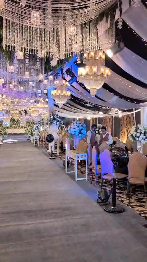 Chandelier walk to the stage, done for a wedding this season in Lahore.